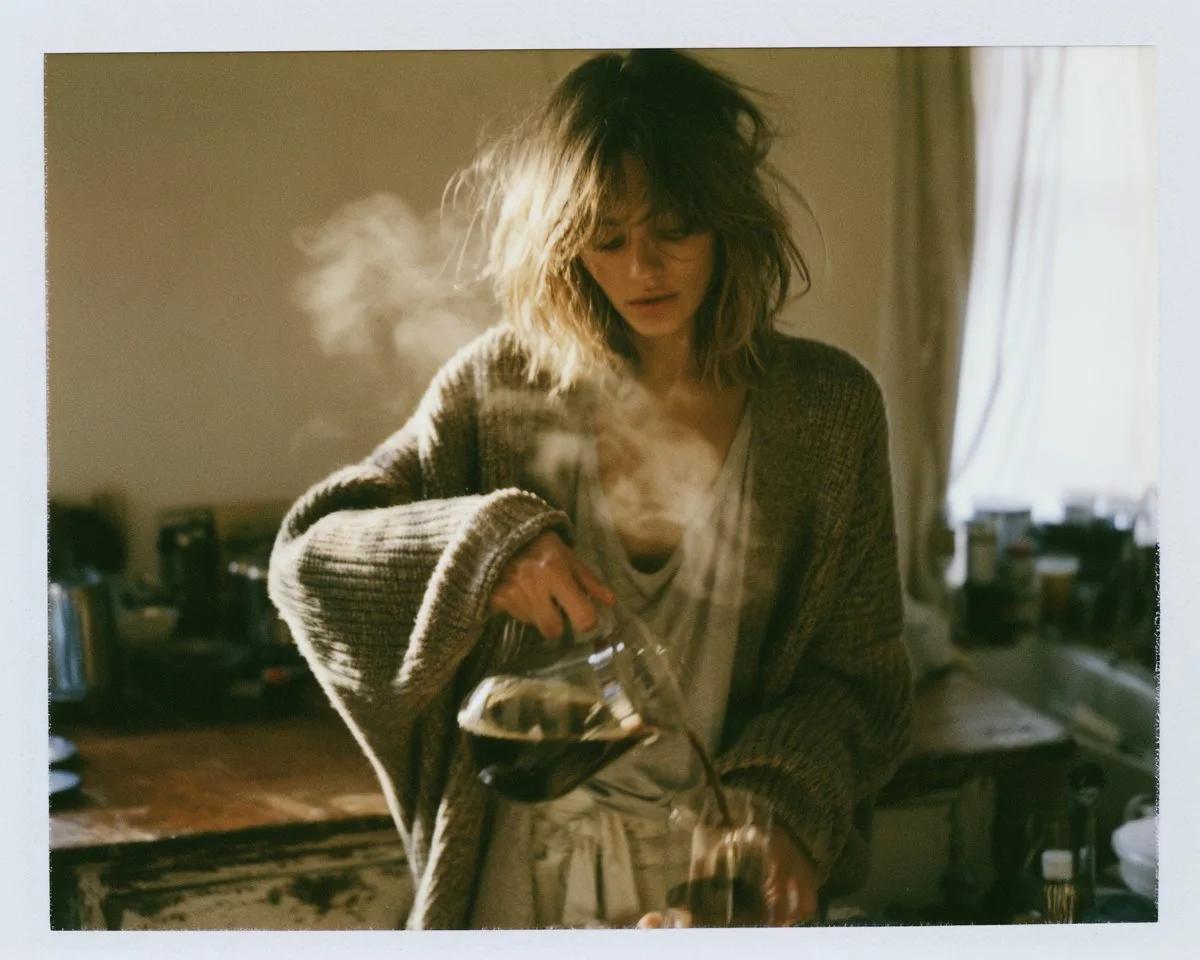 Candid Polaroid Morning Kitchen Portrait - Image prompt preview