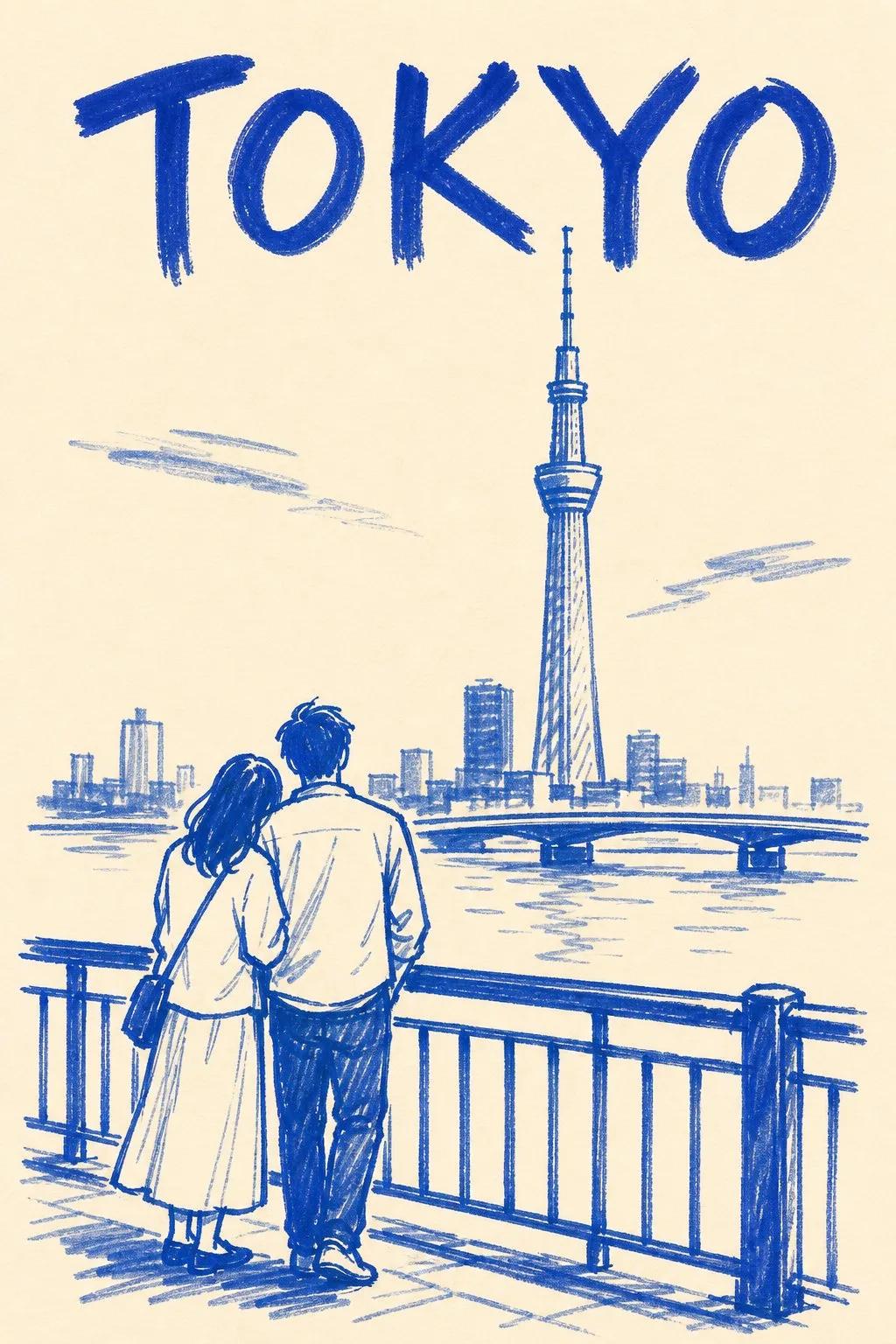 Minimalist Marker Pen Tokyo Travel Poster - Image prompt preview