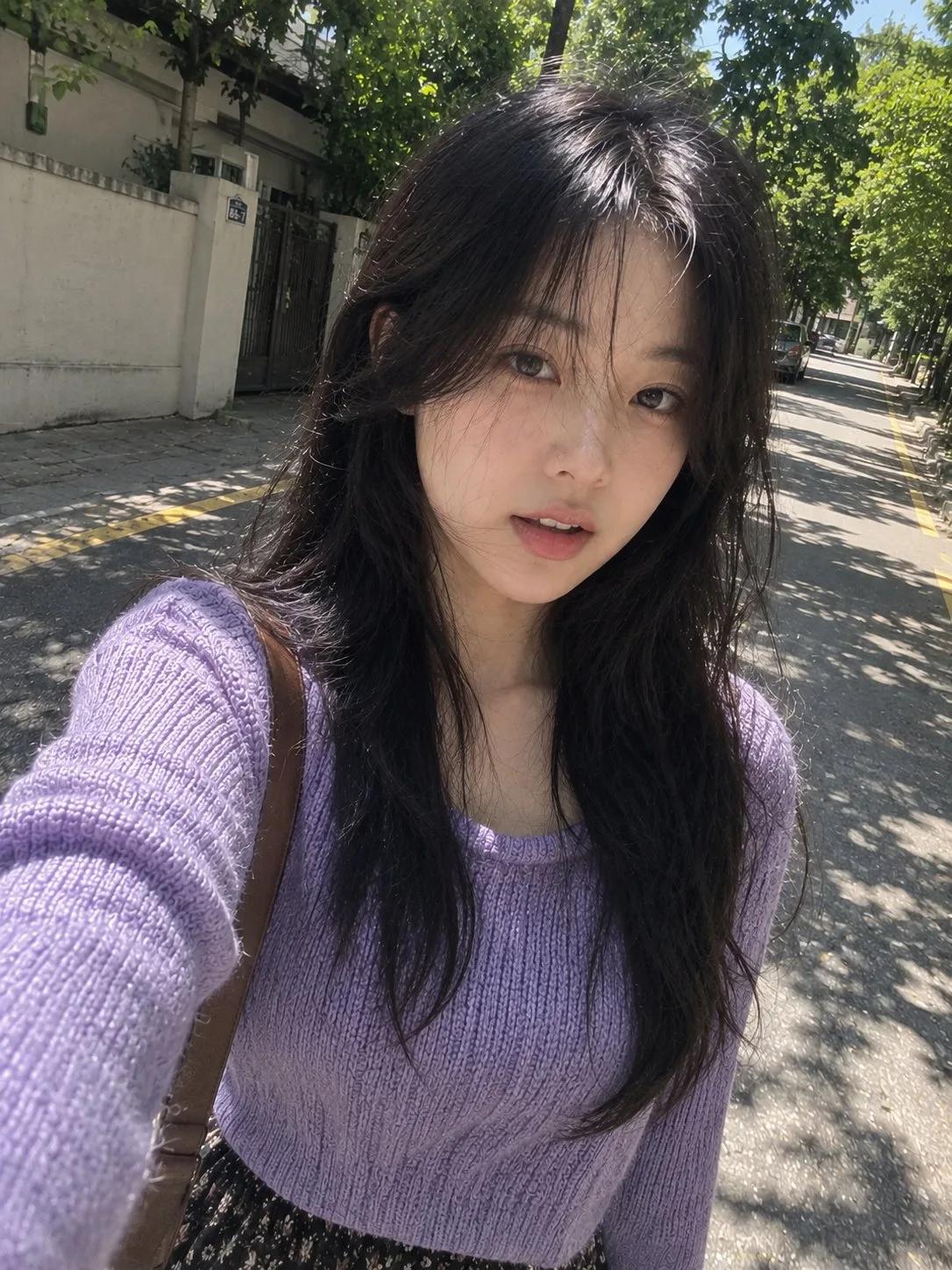 Natural Smartphone Selfie on a Tree-Lined Street - Image prompt preview