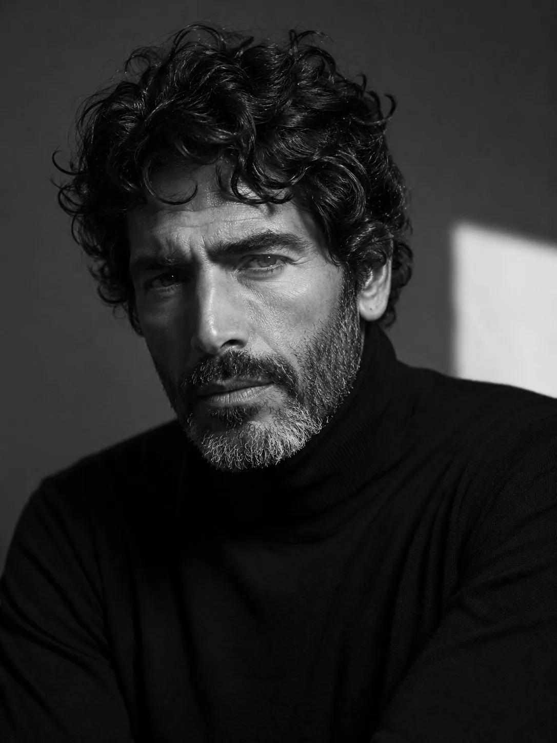 Cinematic Black-and-White Editorial Portrait - Image prompt preview