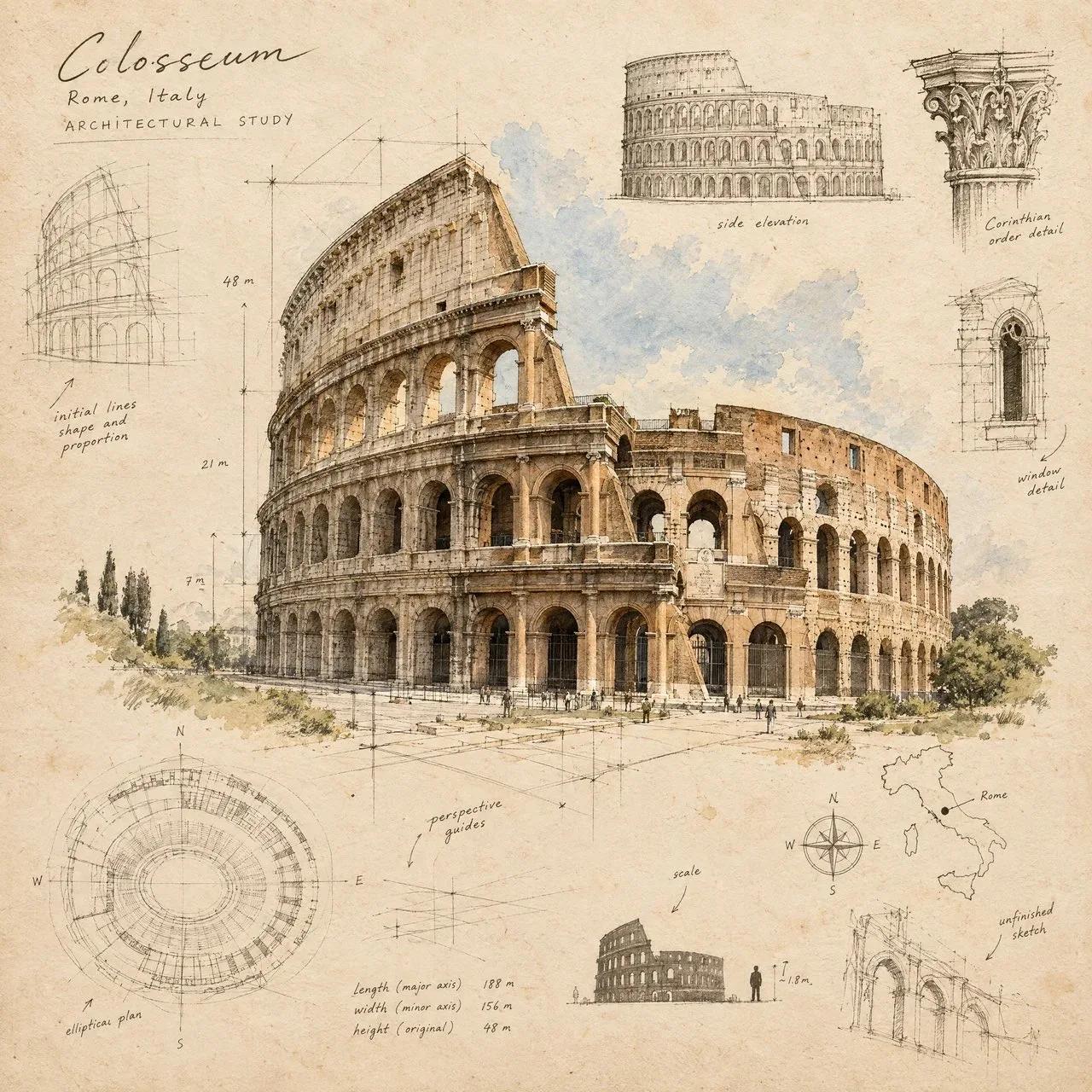Architectural Sketchbook Study - Image prompt preview