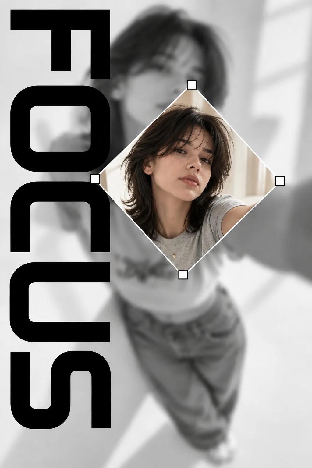 Minimalist Black-and-White Editorial Poster with Cropped FOCUS Typography - Image prompt preview