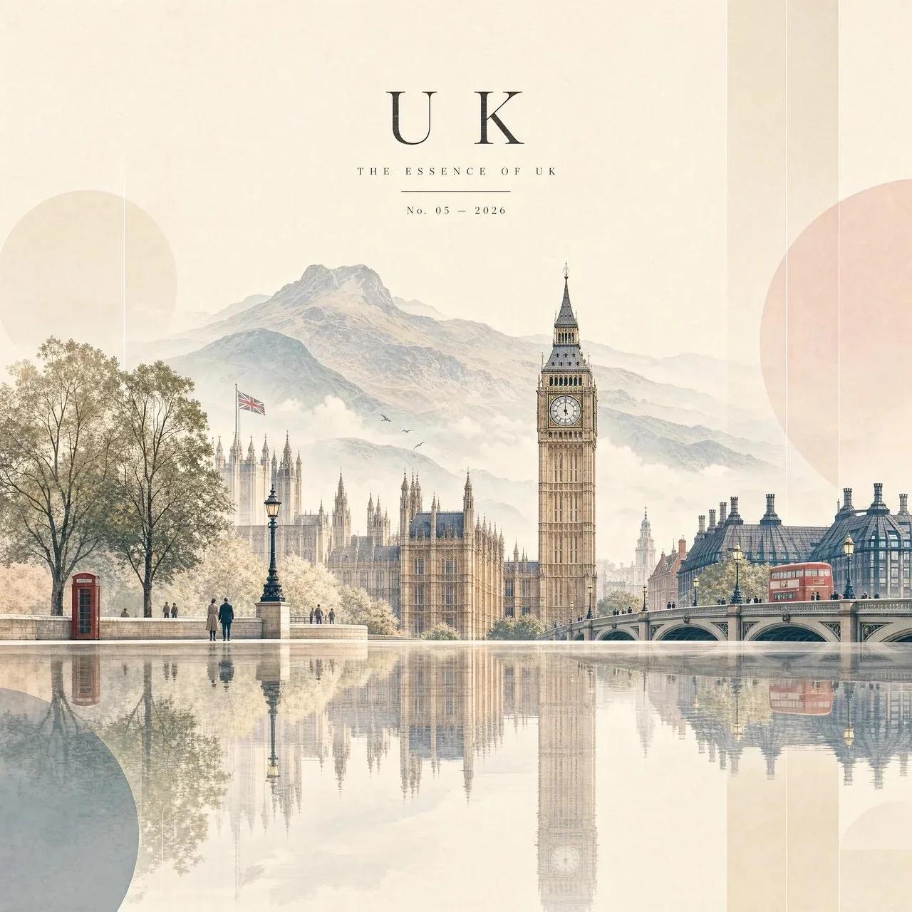 Minimalist Editorial Travel Poster with Reflective Landscape - Image prompt preview