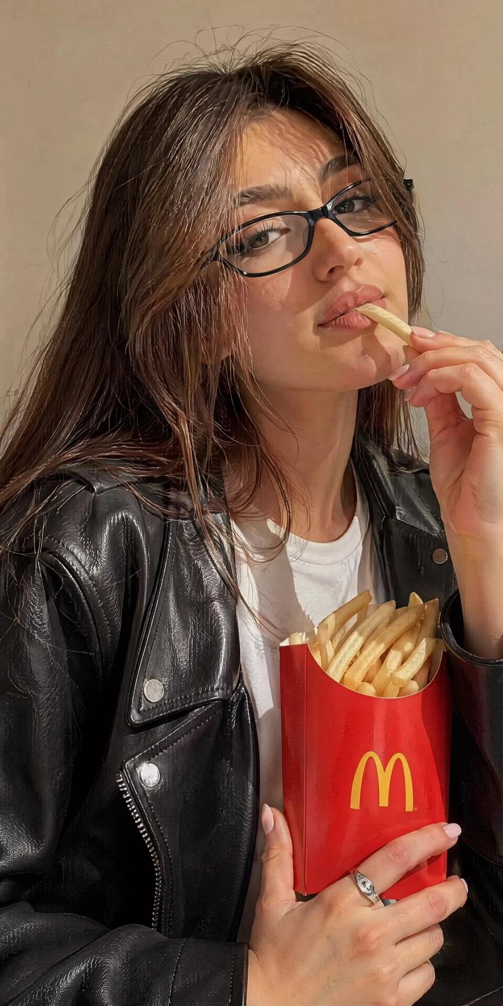 Casual Glam McDonald's Fries Selfie Portrait - Image prompt preview