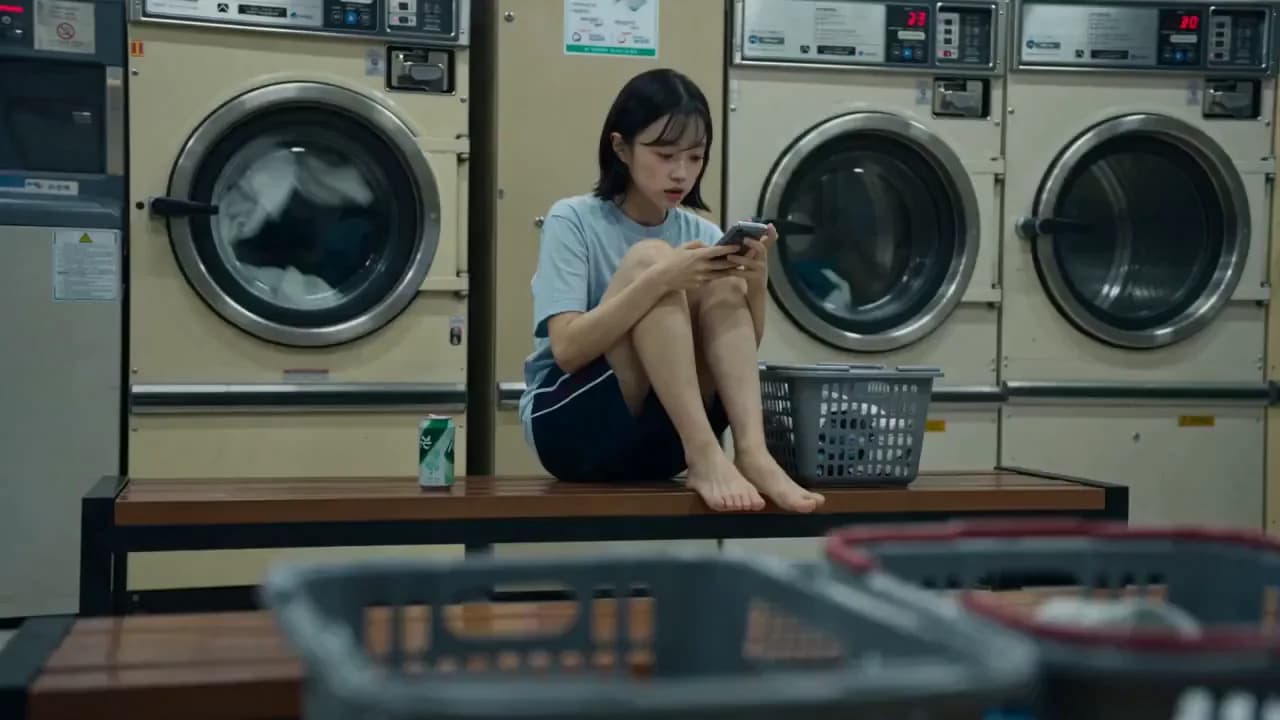 Candid Laundromat Night Sequence - Video prompt preview
