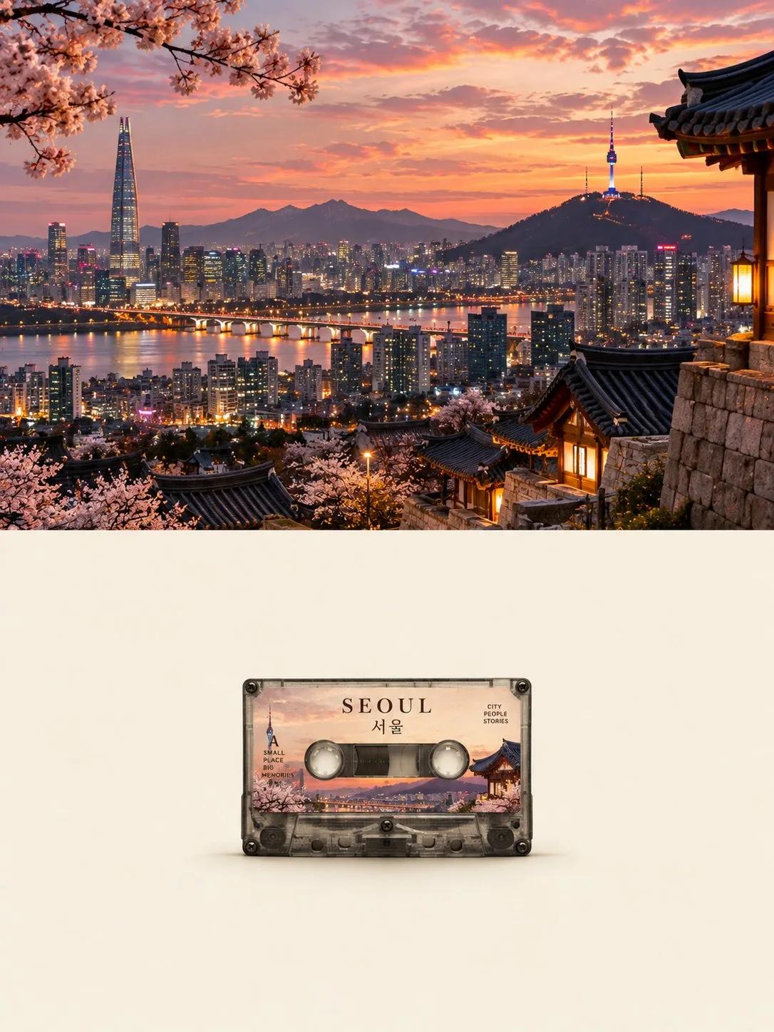 Photographic Destination with Matching Vintage Cassette - Image prompt preview