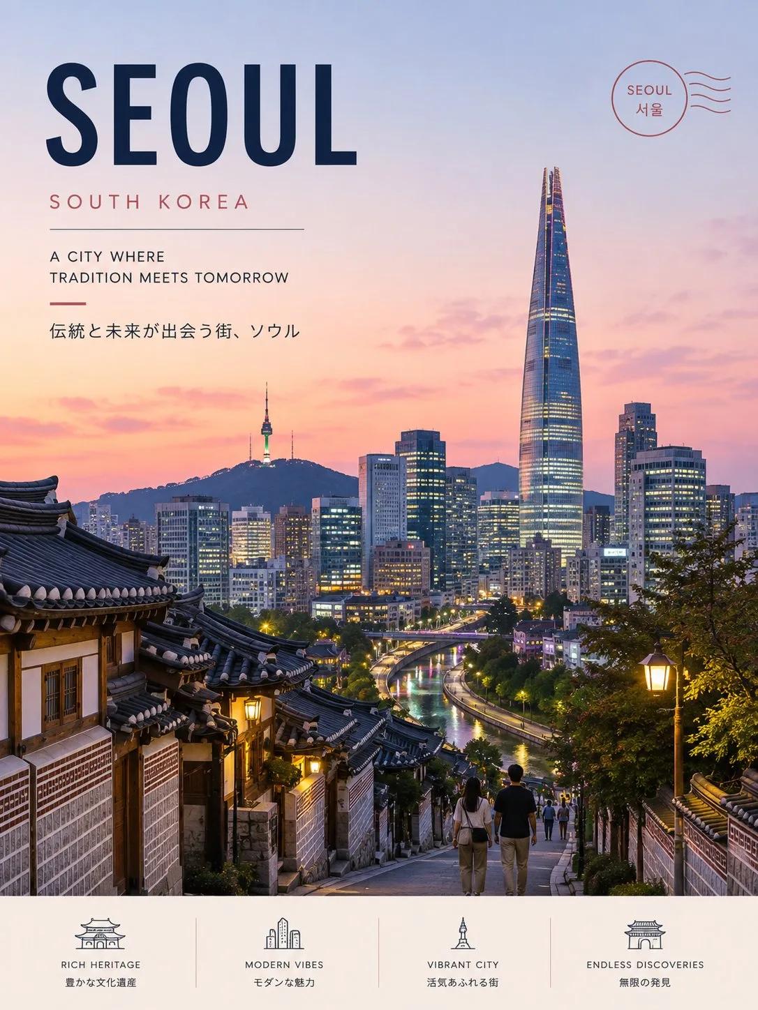 Premium Minimalist Seoul Travel Poster - Image prompt preview