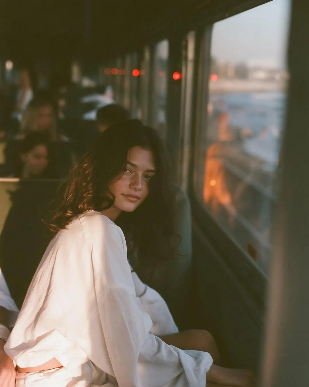 Golden Hour Train Portrait - Image prompt preview