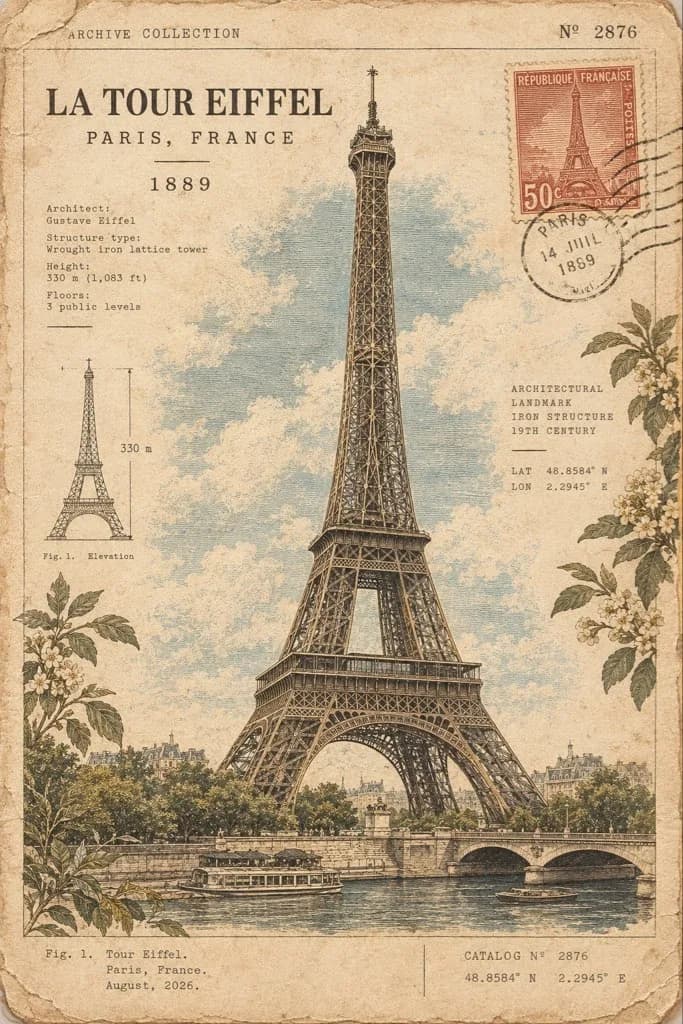Antique Architectural Specimen Card - Image prompt preview