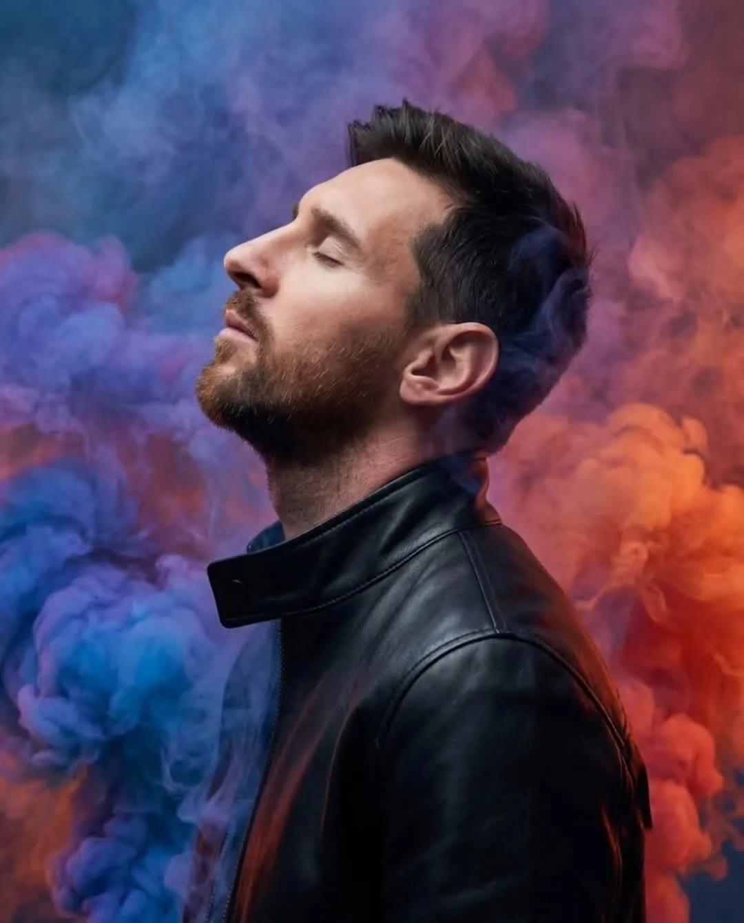 Cinematic Side-Profile Portrait with Colored Smoke - Image prompt preview