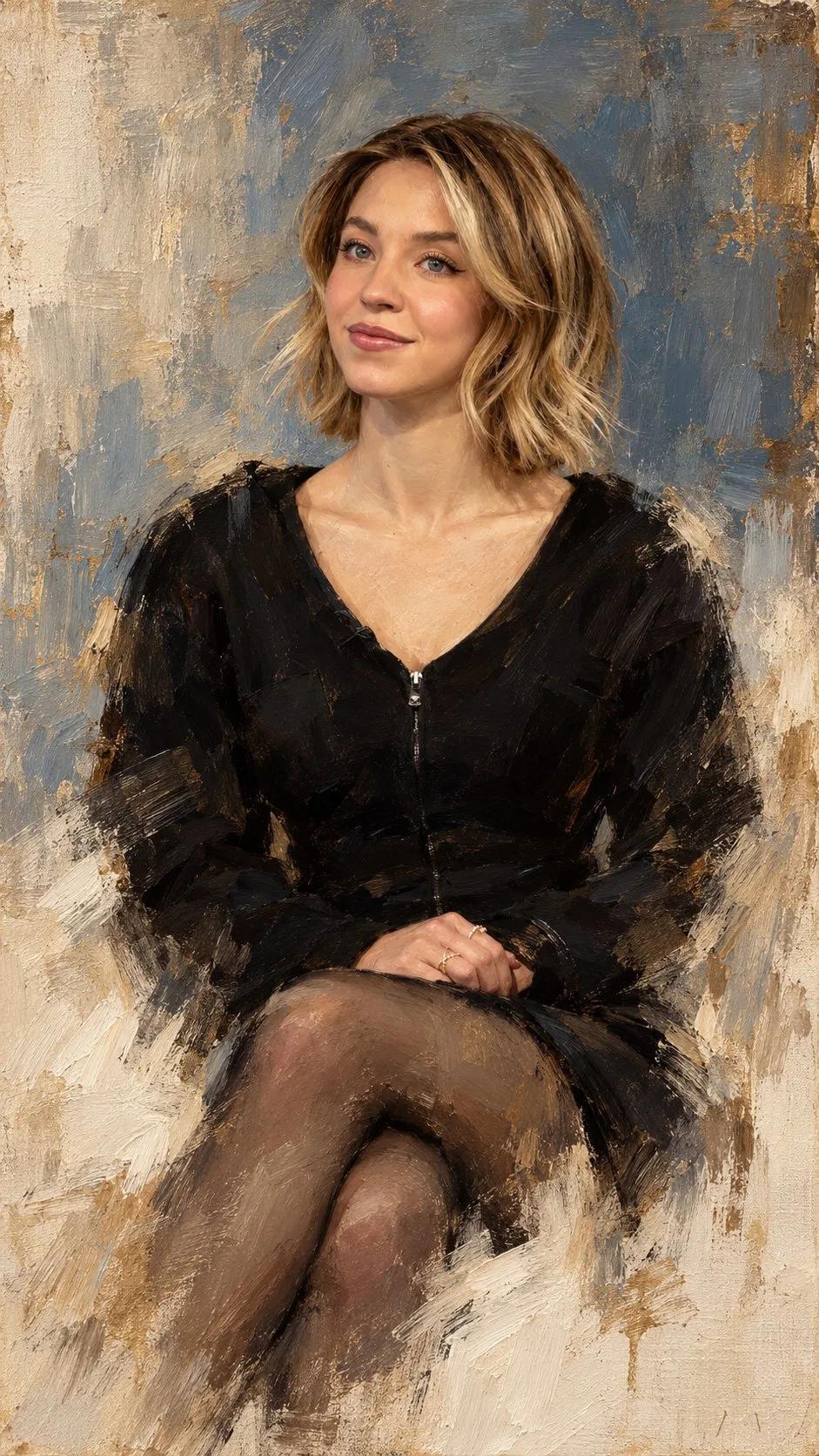 Contemporary Oil Portrait With Unfinished Painterly Edges - Image prompt preview