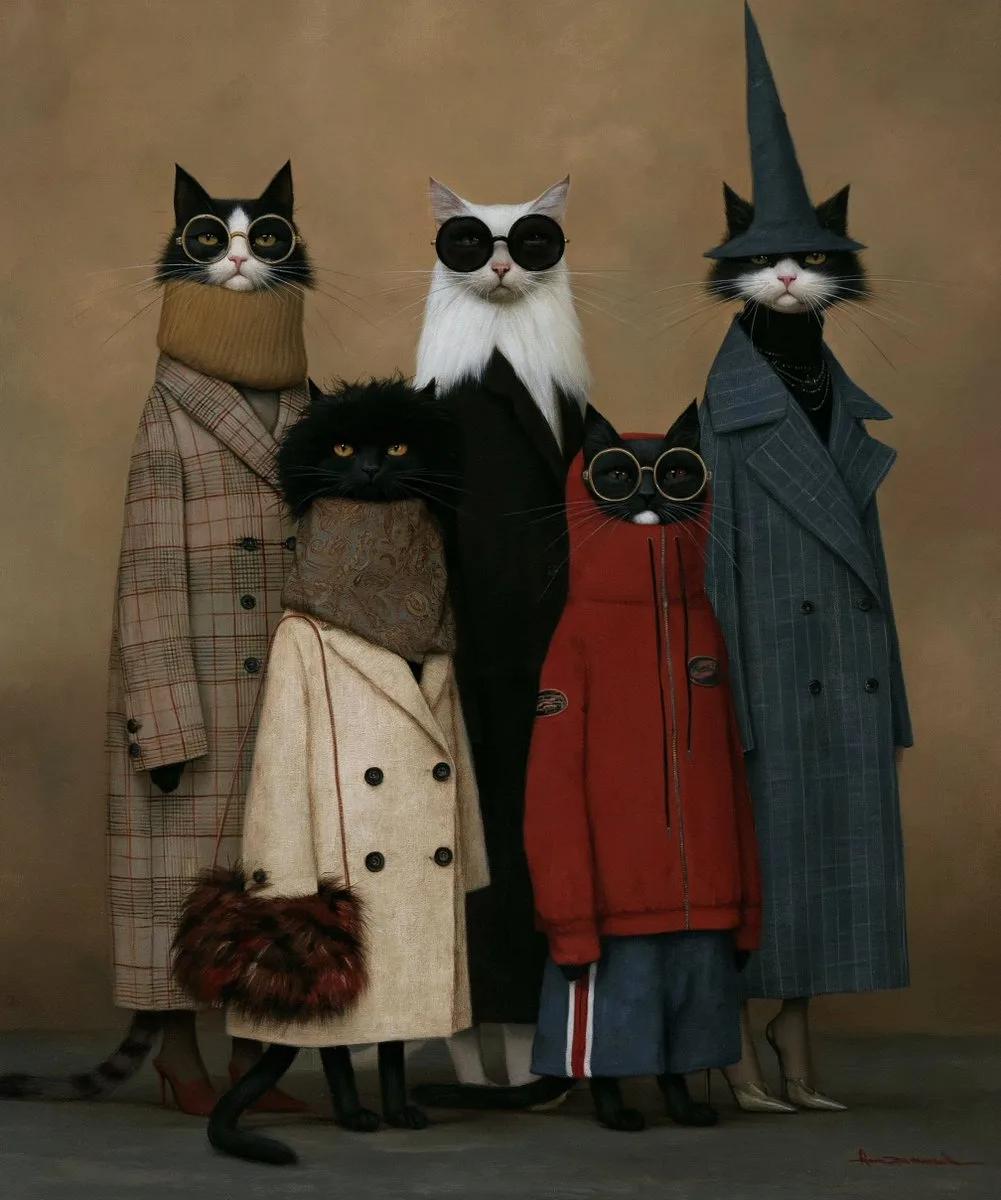 Fashionable Group of Chic Cats - Image prompt preview