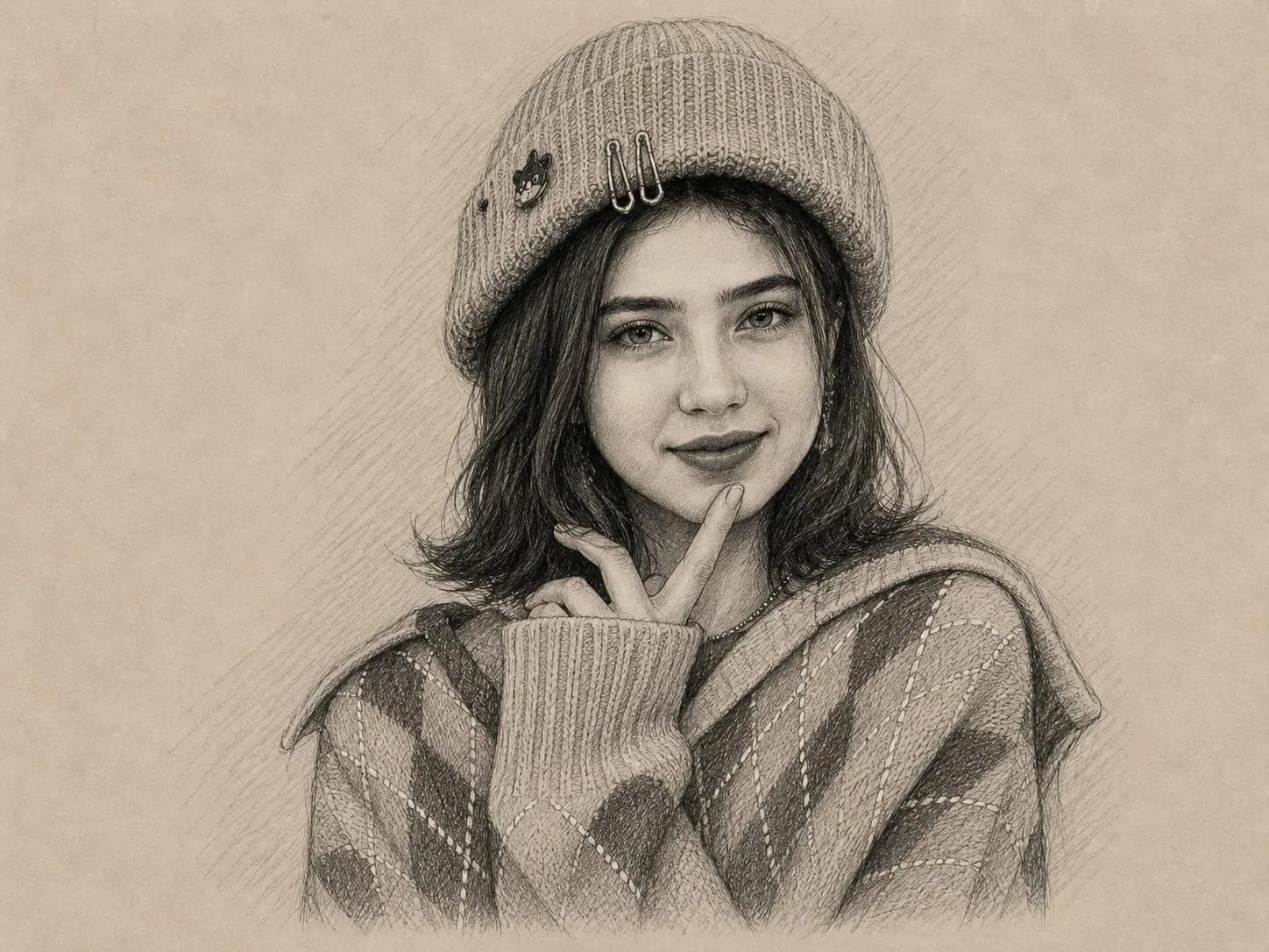 Realistic Graphite and Charcoal Pencil Portrait Sketch - Image prompt preview