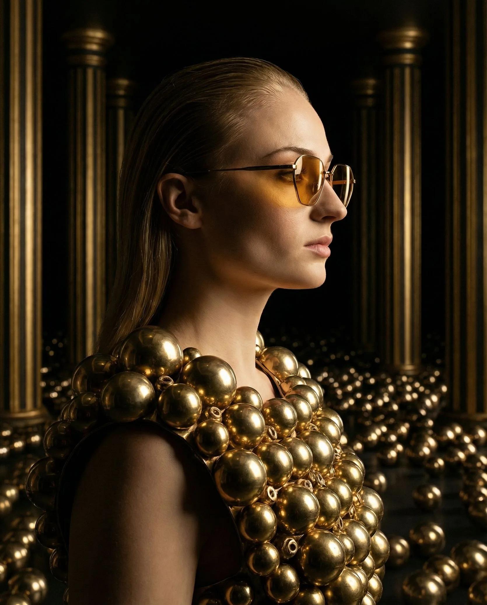 The Silence of Gilded Secrets and Heavy Spheres - Image prompt preview