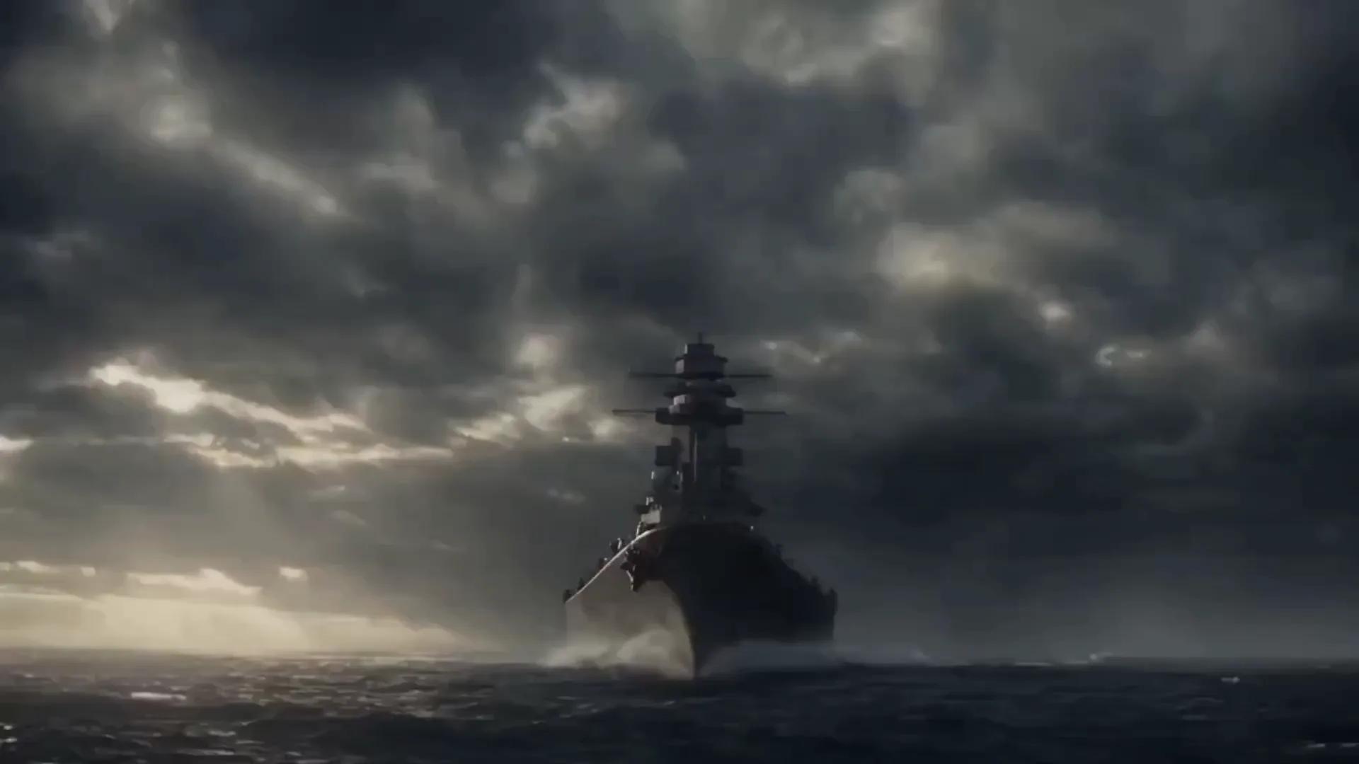 30-Second Cinematic Aerial Battleship vs. Fighter Sequence - Video prompt preview
