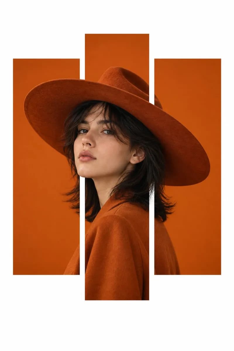 Minimalist Orange Panel Fashion Editorial Poster - Image prompt preview