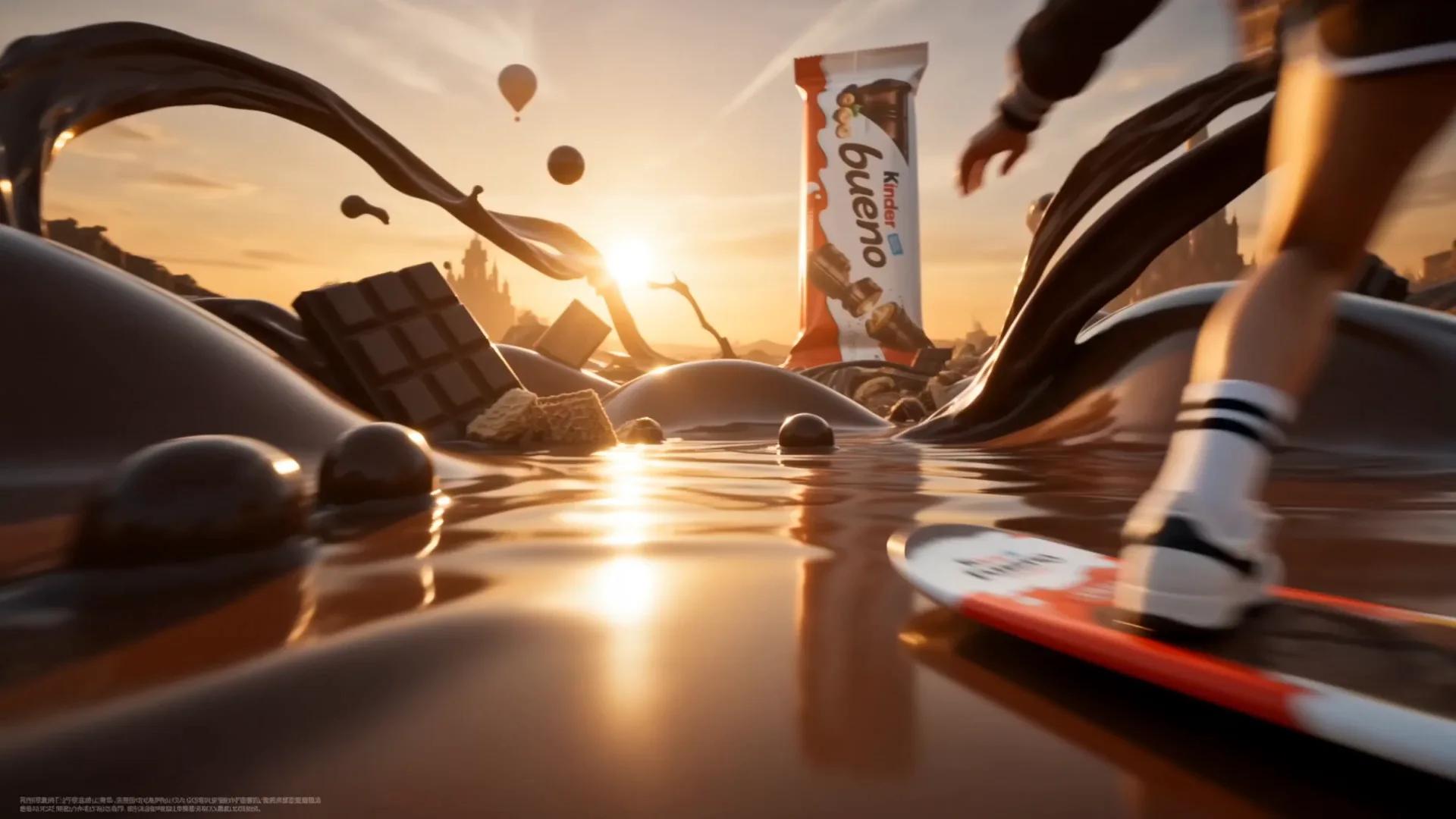 Kinder Bueno Snowboard Chocolate World Commercial - Video prompt preview
