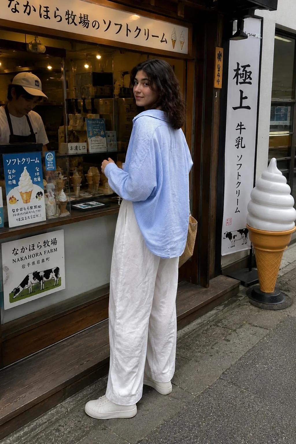 Candid Travel Portrait in Japanese Neighborhood - Image prompt preview