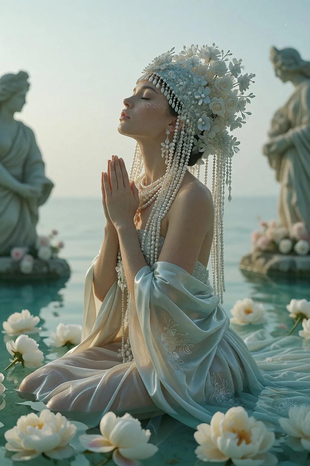 Ethereal Bridal Prayer Portrait - Image prompt preview