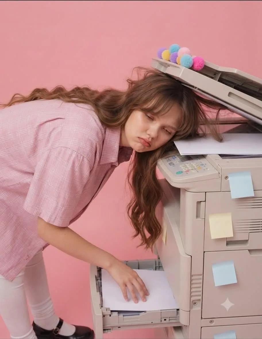 Surreal Pink Office Fashion Editorial - Image prompt preview