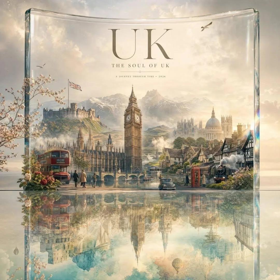 Luxurious Glass-Frame Country Travel Art Collection - Image prompt preview