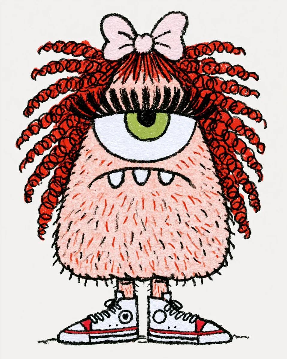 Whimsical Pink Monster Cartoon Doodle - Image prompt preview