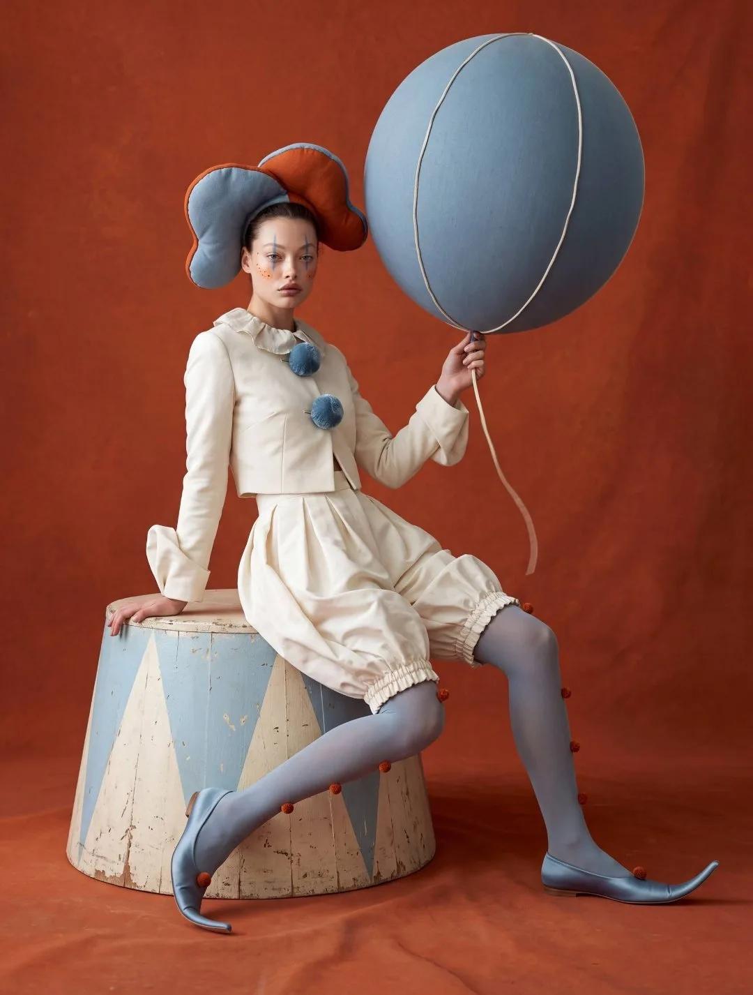 Surreal Couture Editorial Portrait with Oversized Themed Centerpiece - Image prompt preview