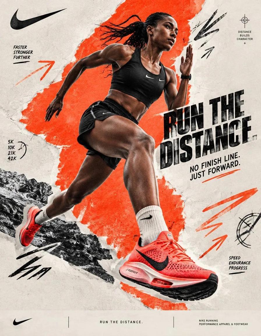 NIKE Digital Collage Campaign - Image prompt preview