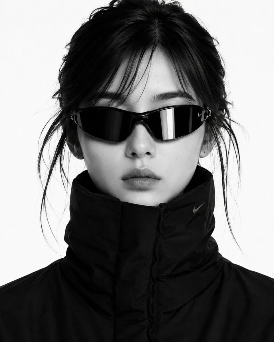 Close-Up B&W High-Fashion Editorial Portrait - Image prompt preview