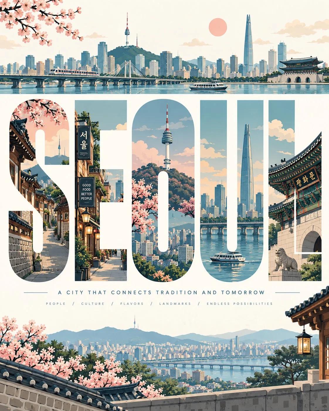 Illustrated Letterform Travel Poster for Any Location - Image prompt preview