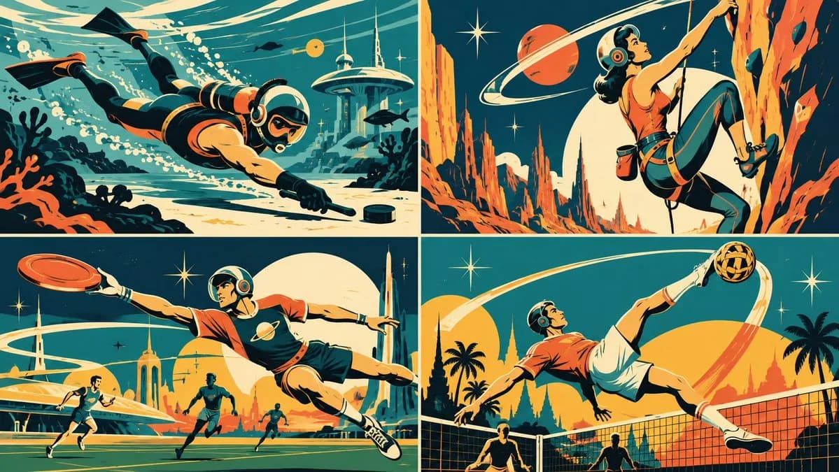 Retro-Futuristic Sports Poster Series - Image prompt preview