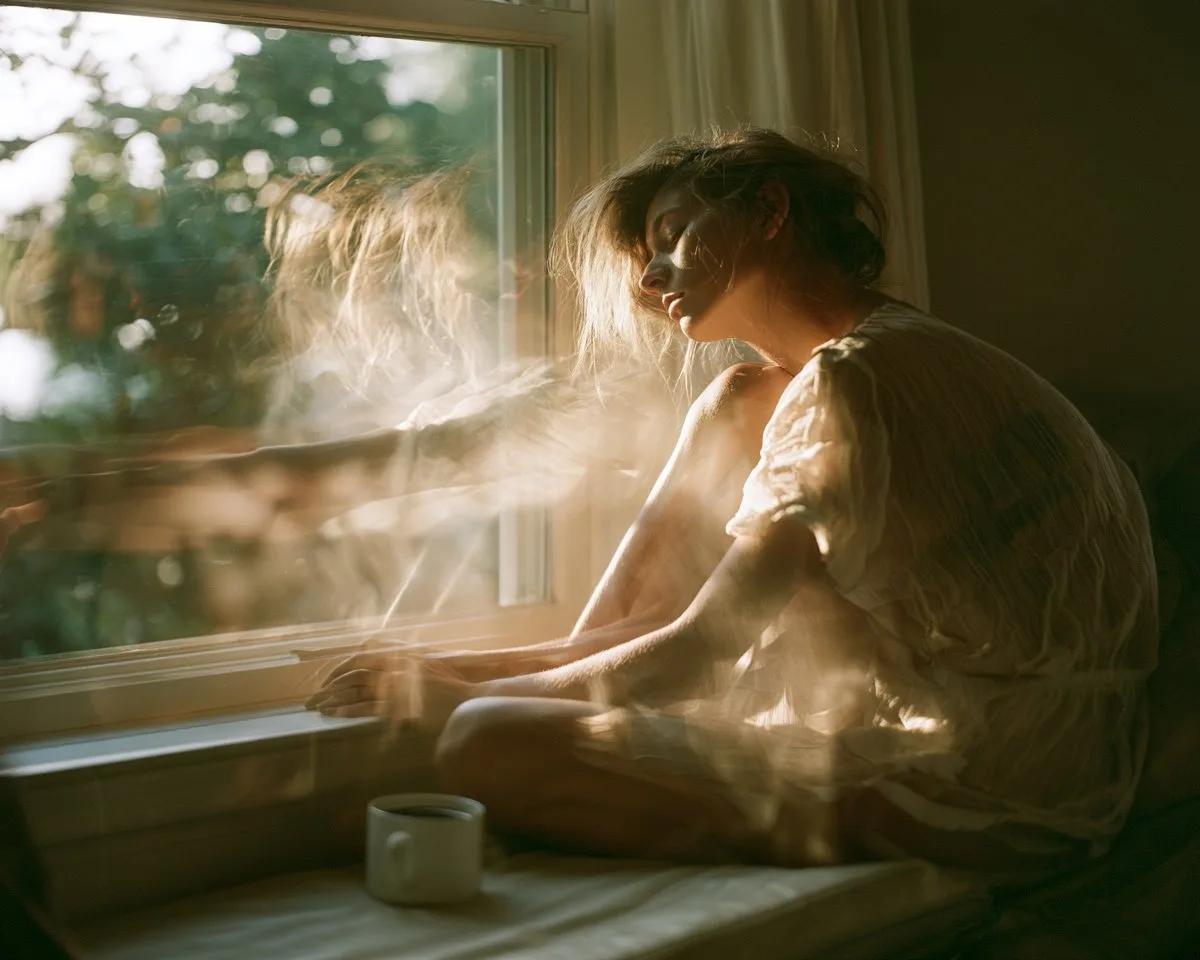 Double-exposure morning portrait - Image prompt preview