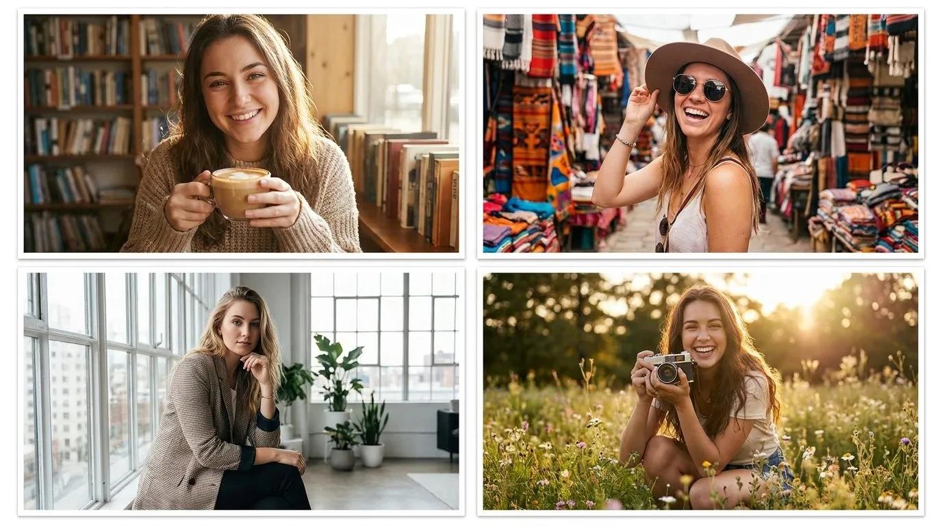2x2 Influencer Grid in Tasteful Settings - Image prompt preview