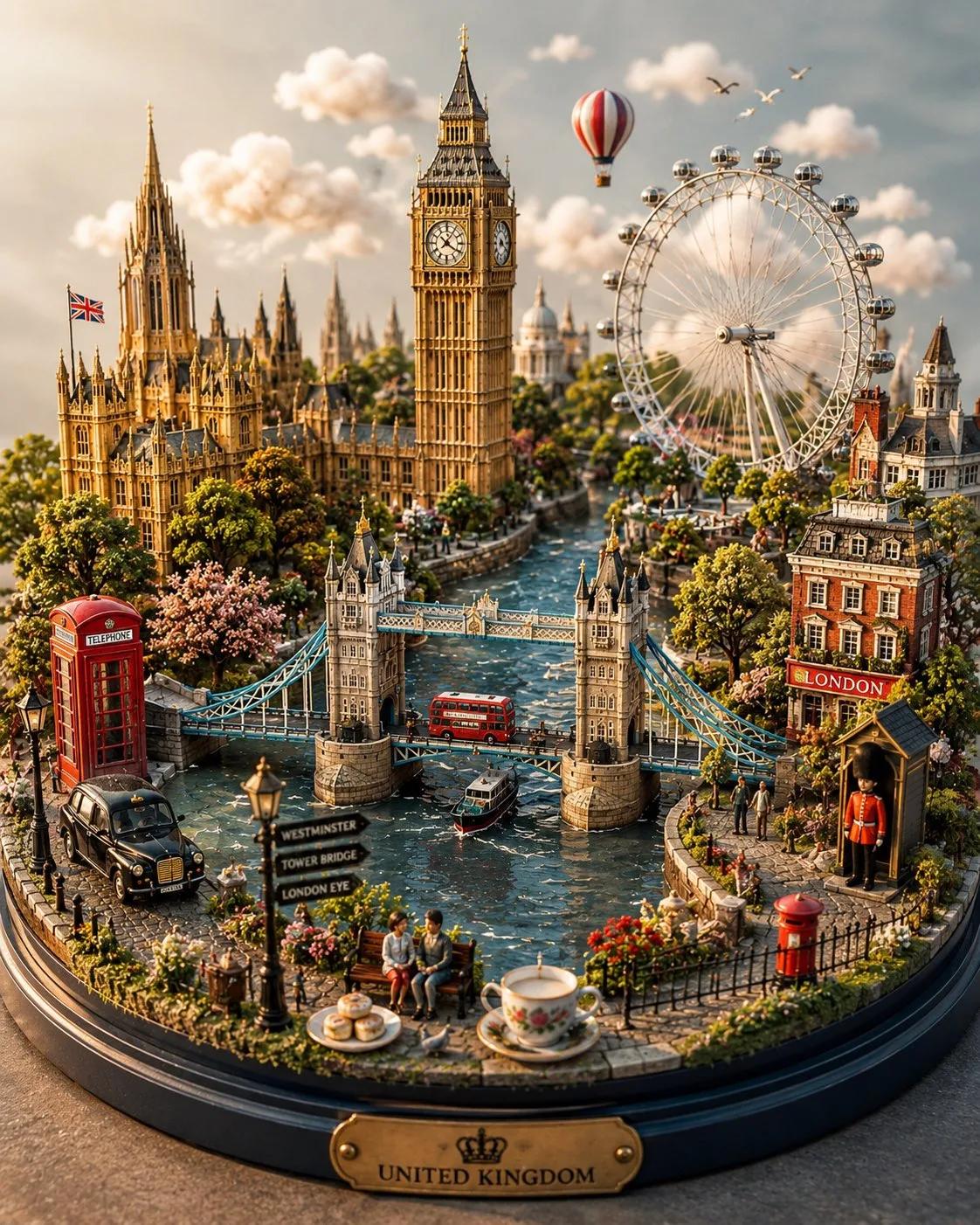 Whimsical Handcrafted Miniature World of a City - Image prompt preview