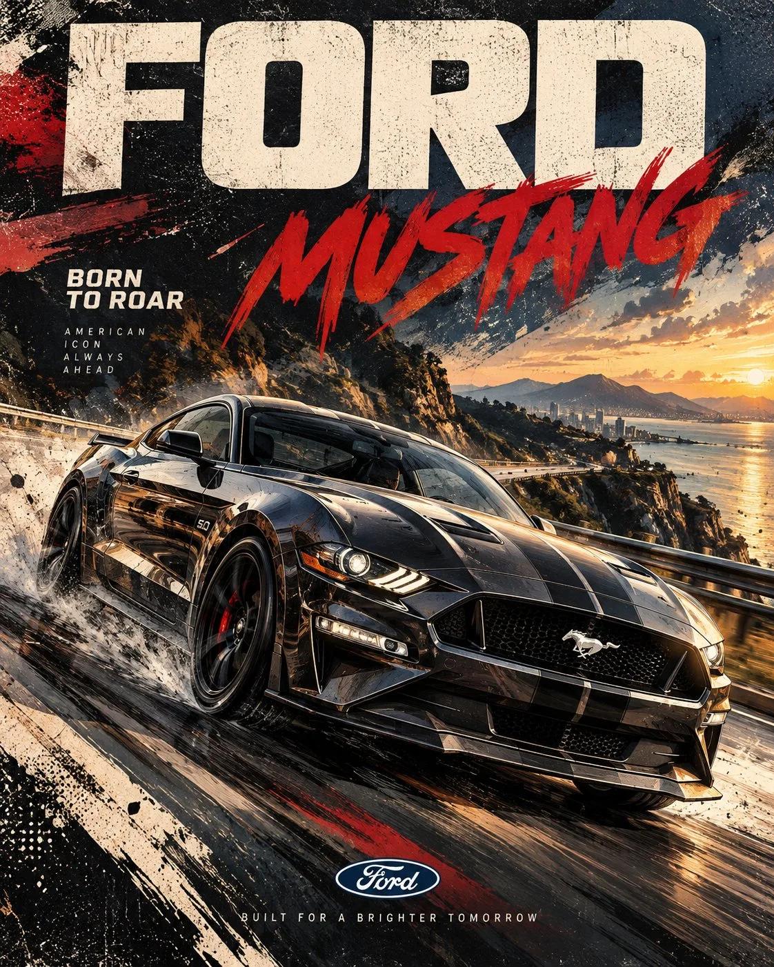 Premium Hand-Painted Automotive Editorial Poster - Image prompt preview
