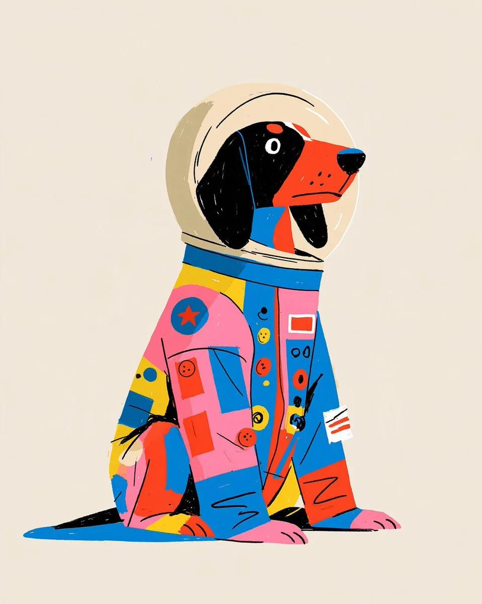 Cartoon Dog in a Colorful Astronaut Suit - Image prompt preview