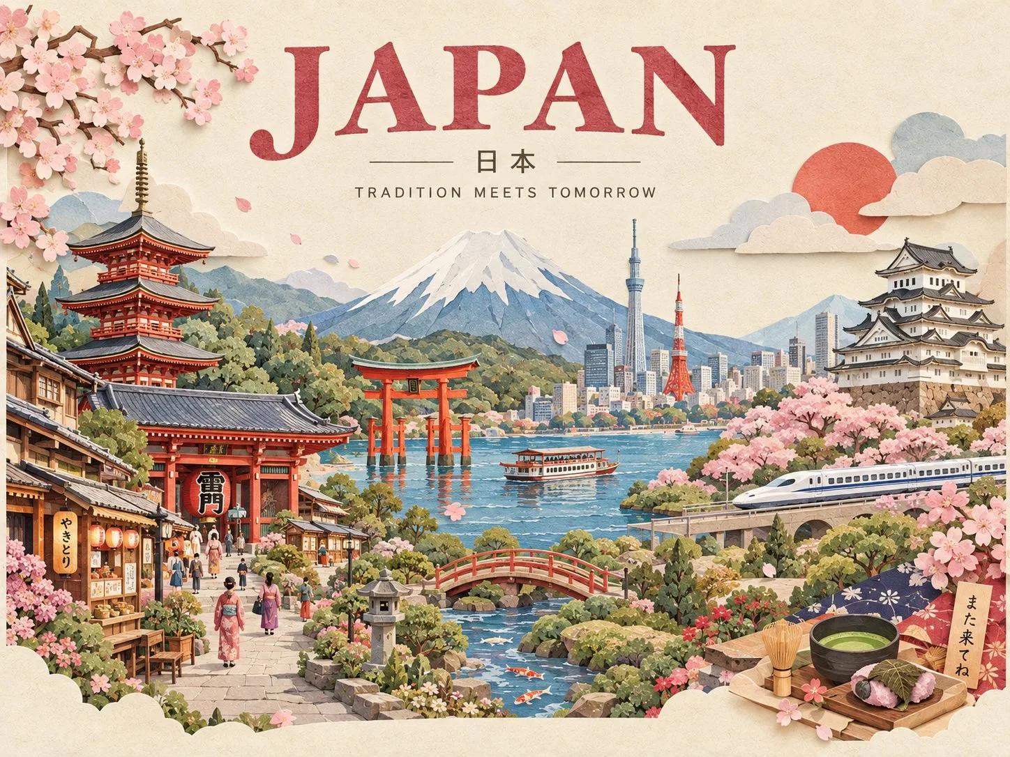 Handcrafted 3D Paper-Cut Travel Poster - Image prompt preview