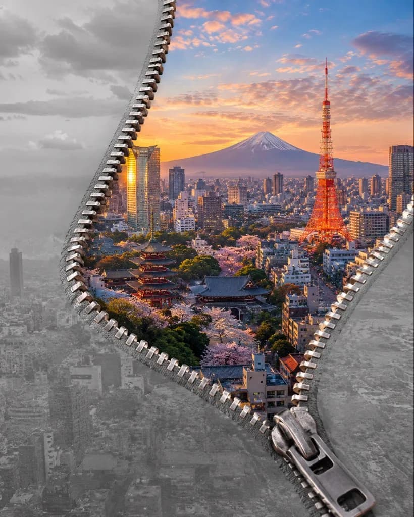 Giant Zipper Revealing a Real Destination - Image prompt preview