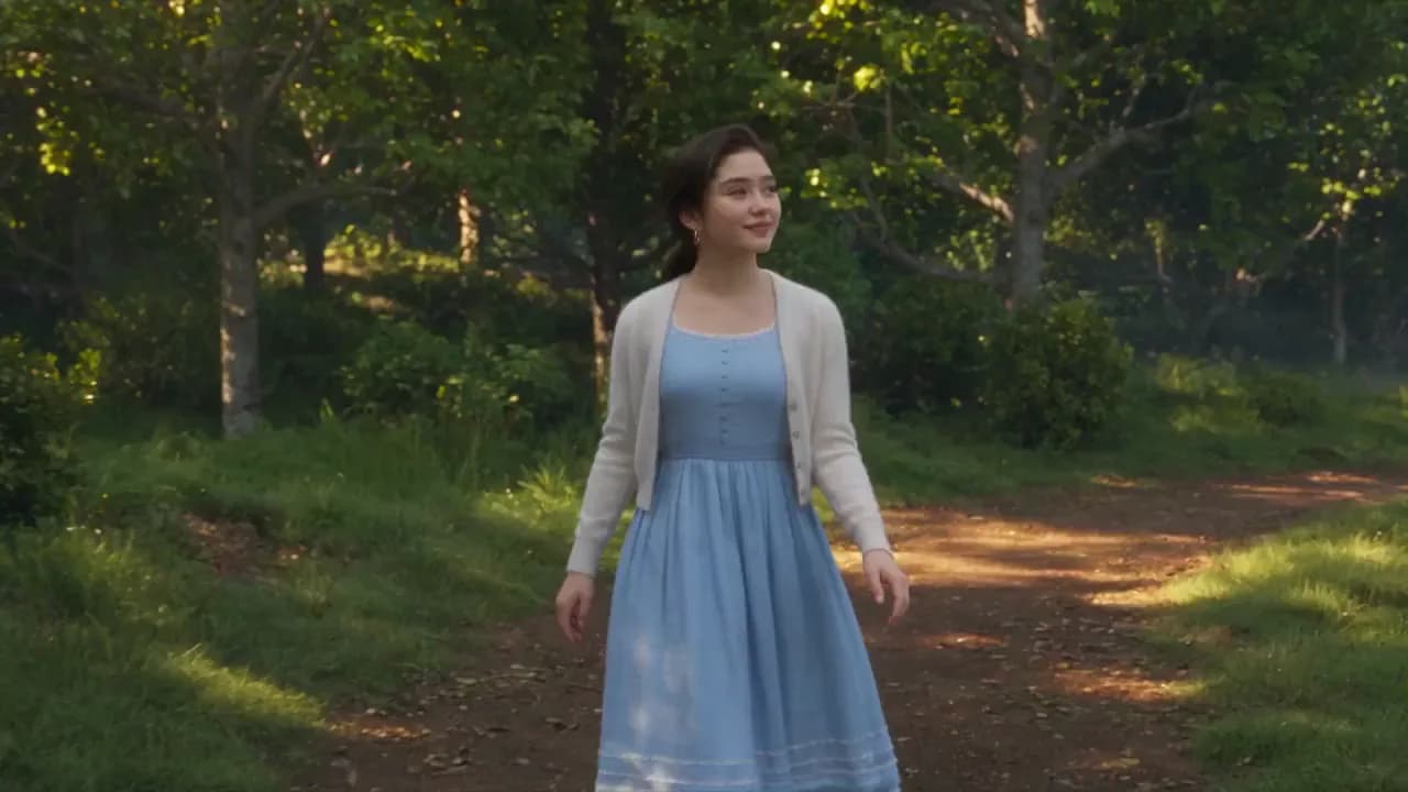 Pixar-Style Girl Discovers a Glowing Bunny in a Magical Garden - Video prompt preview
