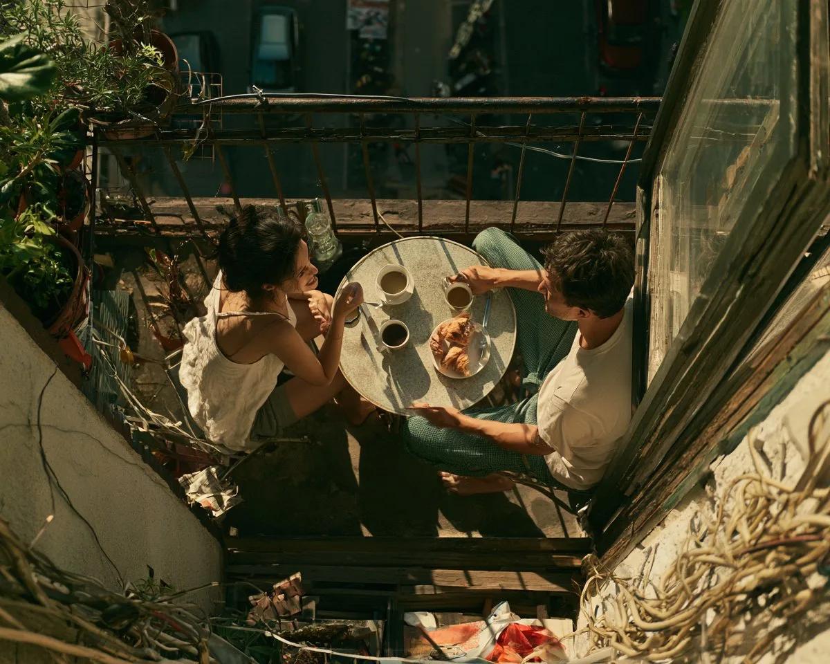Aerial balcony breakfast - Image prompt preview
