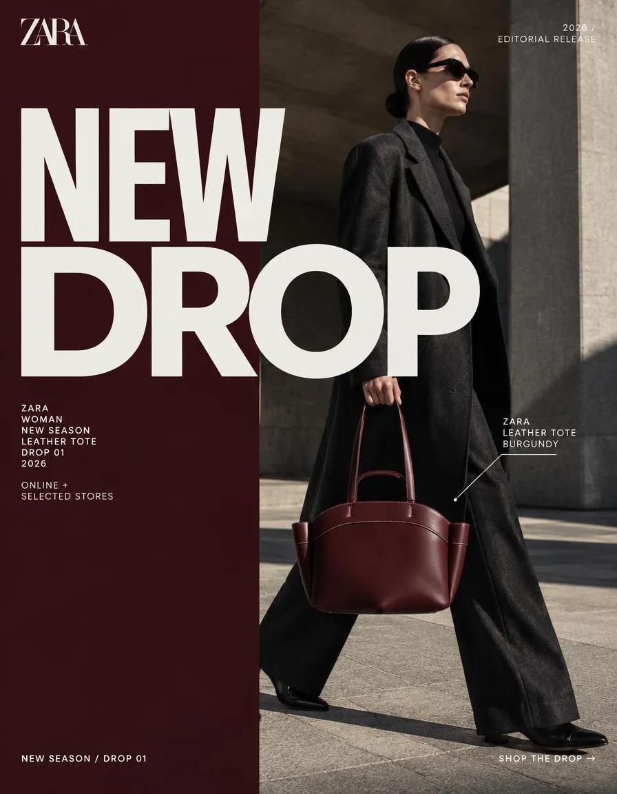 Zara Tote Bag Editorial Campaign Poster - Image prompt preview