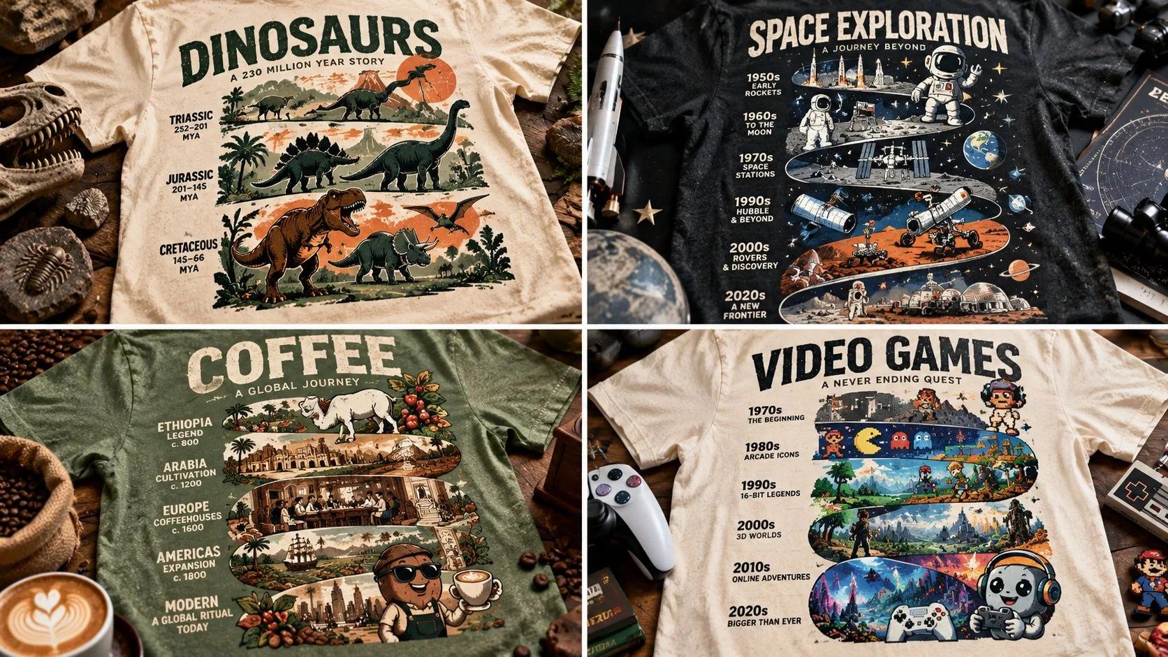 SQL-Style Totem Timeline T-Shirt Mockup - Image prompt preview