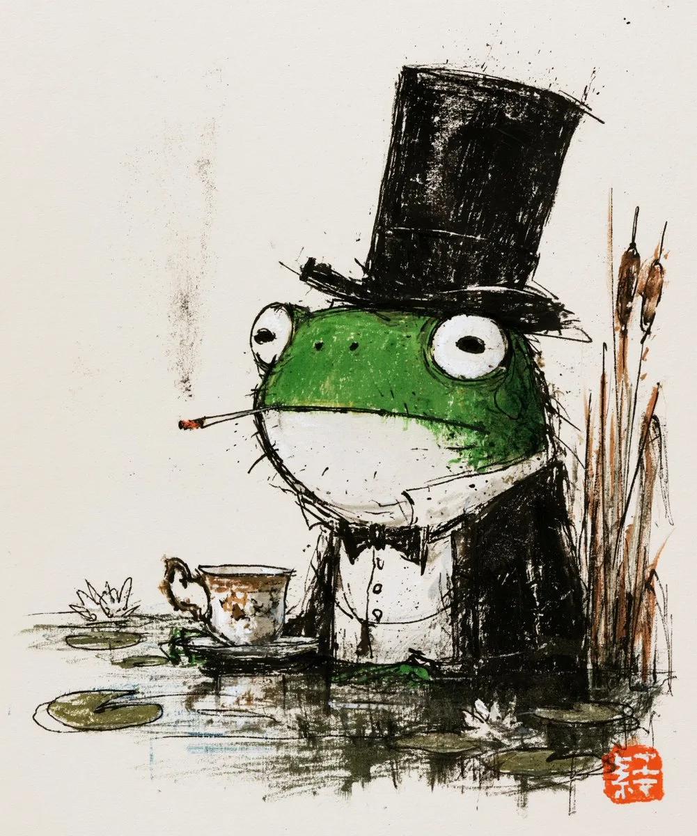 Distinguished Frog in Storybook Tea Scene - Image prompt preview