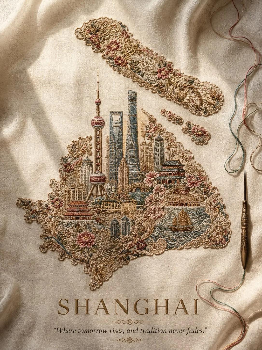 Kashmiri Sozni Embroidered City Travel Poster - Image prompt preview