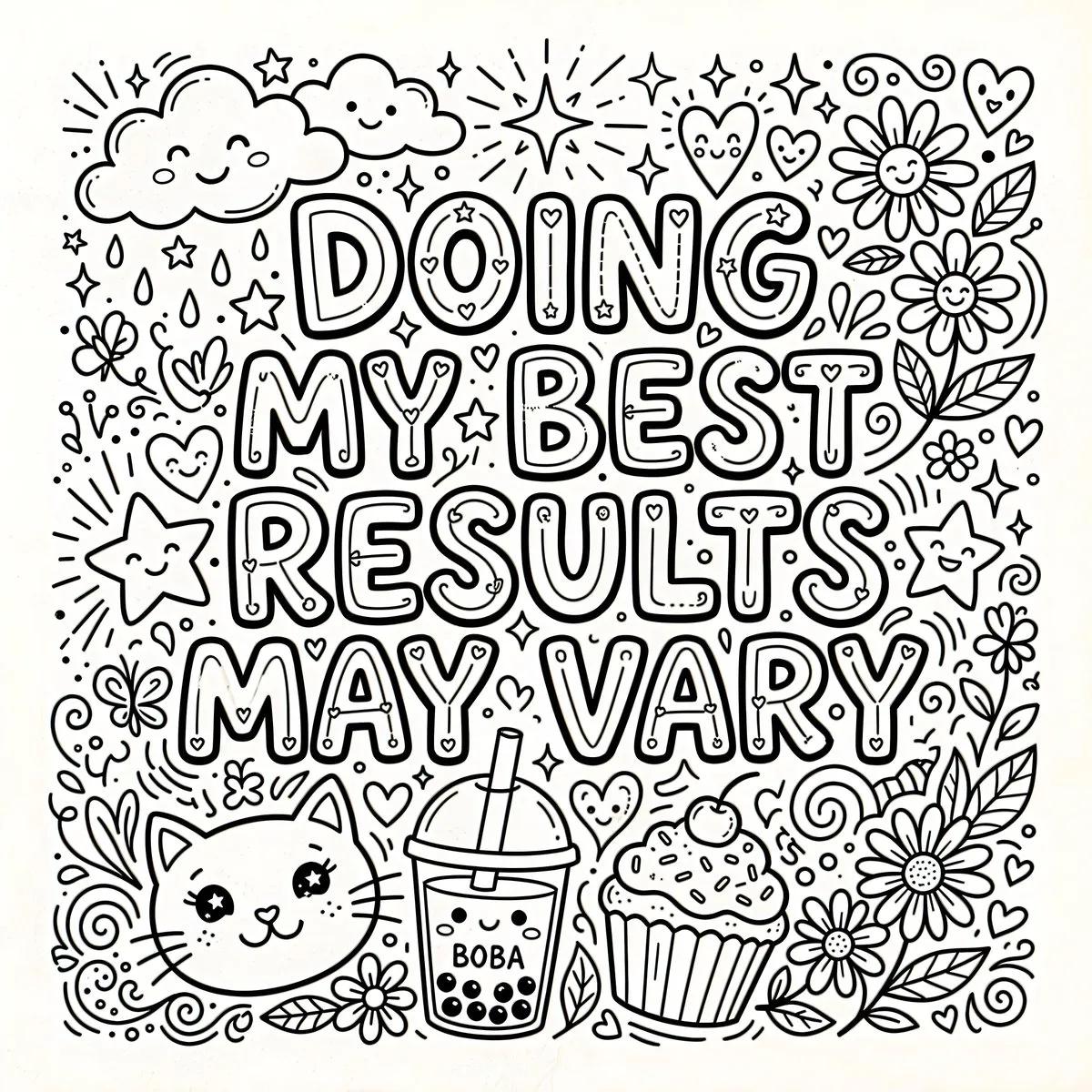 Doodle Coloring Page with Encouraging Phrase - Image prompt preview