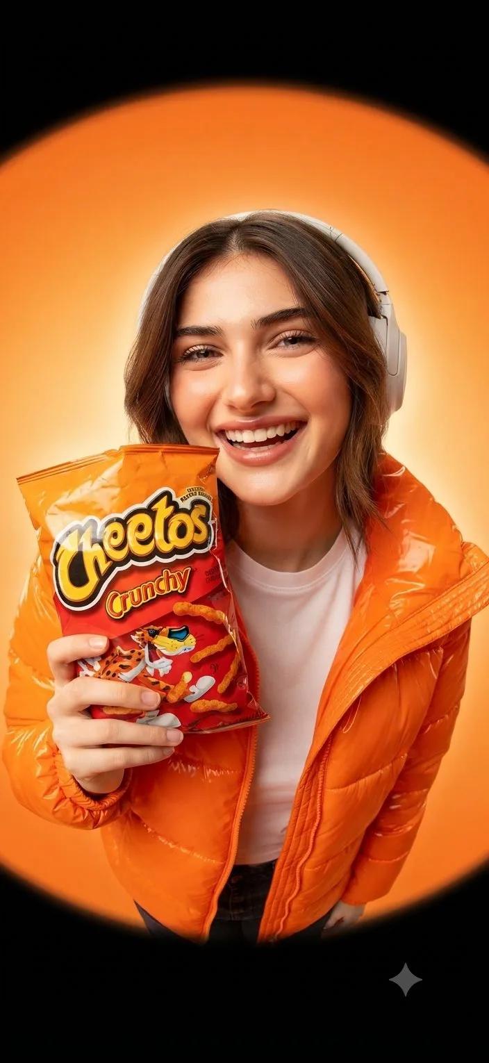 Orange Cheetos Studio Portrait With Fisheye Lens - Image prompt preview