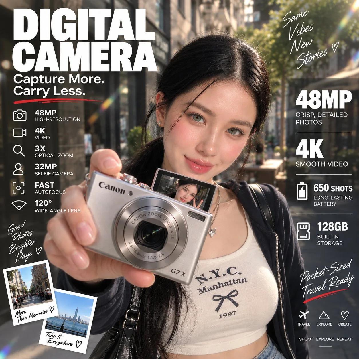 Premium Photorealistic Digital Camera Advertising Poster - Image prompt preview