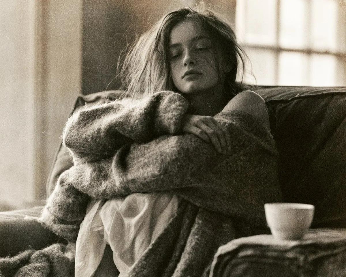 Bromoil Print Portrait of a Woman Just Waking - Image prompt preview