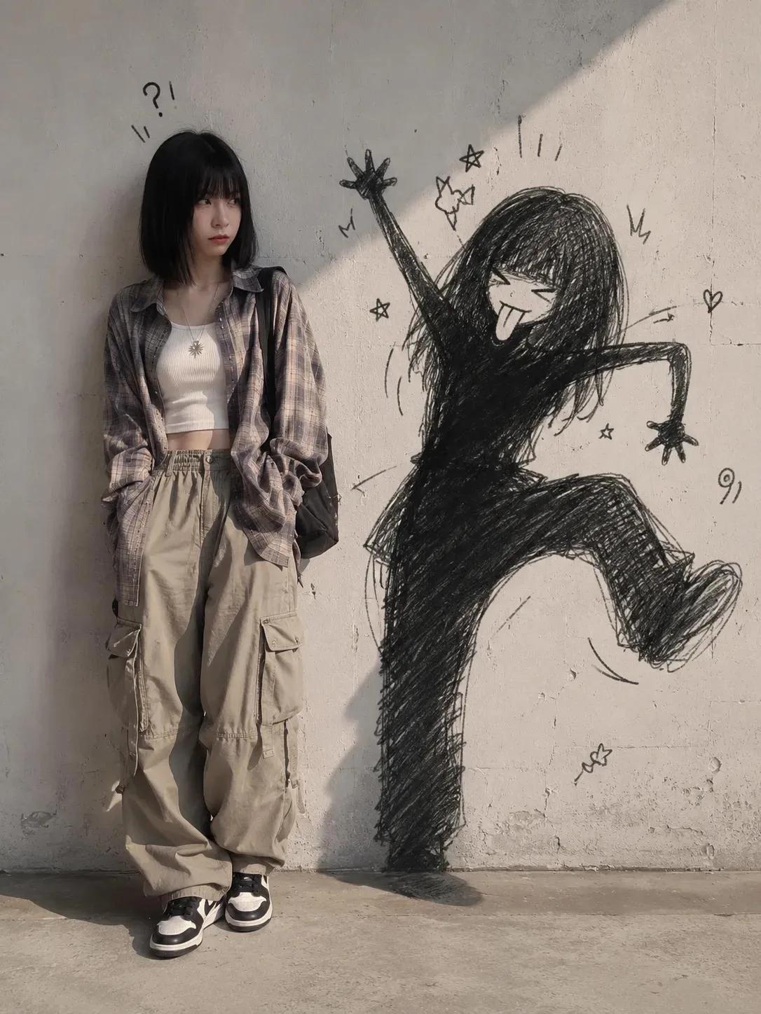 Mischievous Doodle Shadow Contrast - Image prompt preview