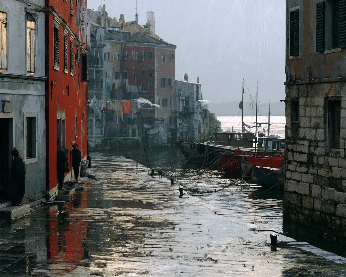 Coastal Town Under Impossible Weather - Image prompt preview